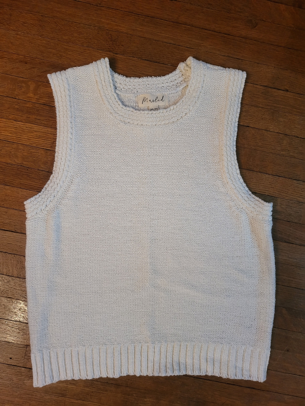 Marled Cream Knit Crewneck Sweater Vest